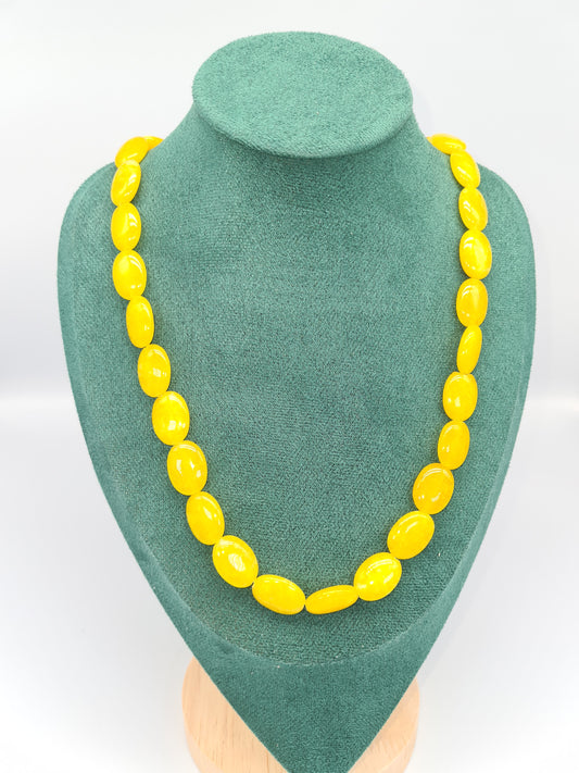 Natural Malaysian Jade Necklace, Emerald/Light Green/Gold (60cm)