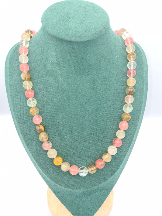 Pink Tone Tourmaline Quartz Necklace (60cm)