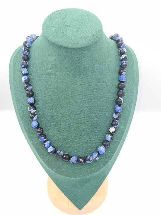 Faceted Fire Crackle Agate Necklace (60cm)