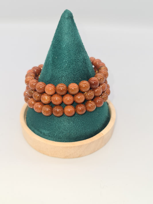Brown Goldstone Memory Bracelet, Multi-Strand