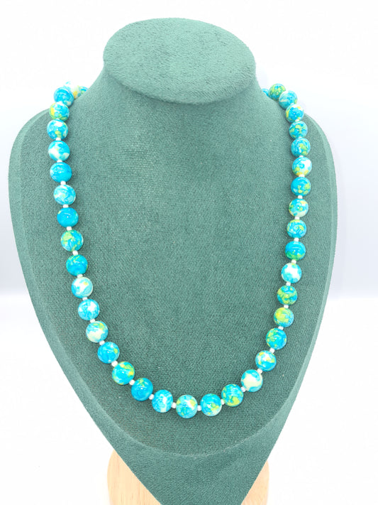 Marbelised Blue/Green Necklace, 60cm