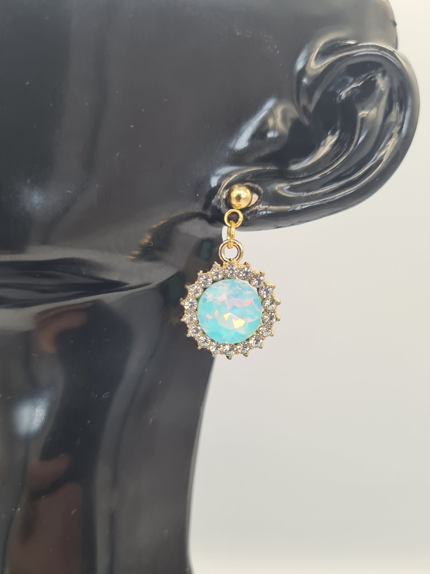 Rhinestone, Flat Round, Mixed Colour, Gold and Silver Stud, Earrings