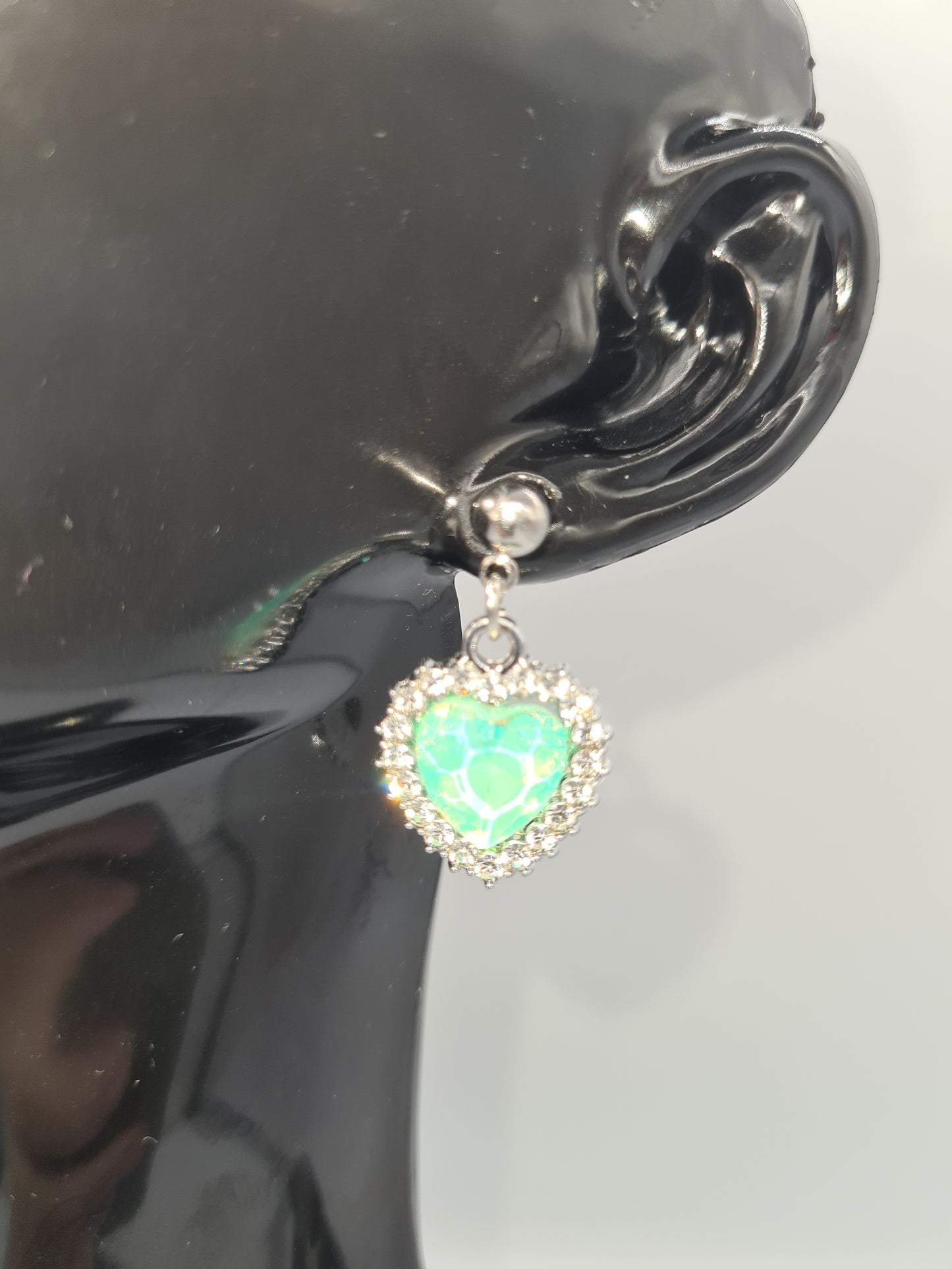 Rhinestone, Hearts, Mixed Colour, Gold and Silver Stud, Earrings