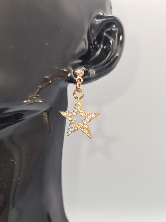 Star Rhinestone, Rose Gold Stud, Earrings