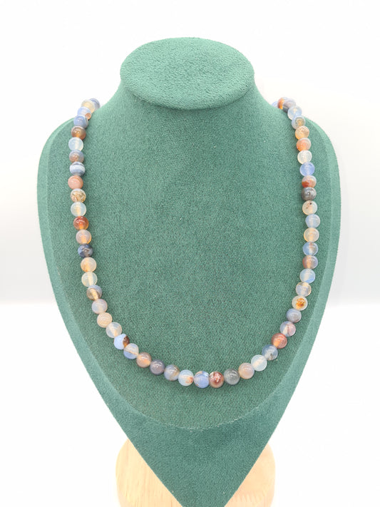 Natural Agate Light Blue Necklace