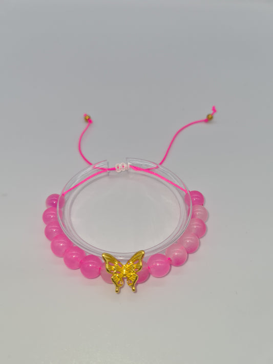 Glass Beads with Butterfly Childs Bracelet (Adjustable)