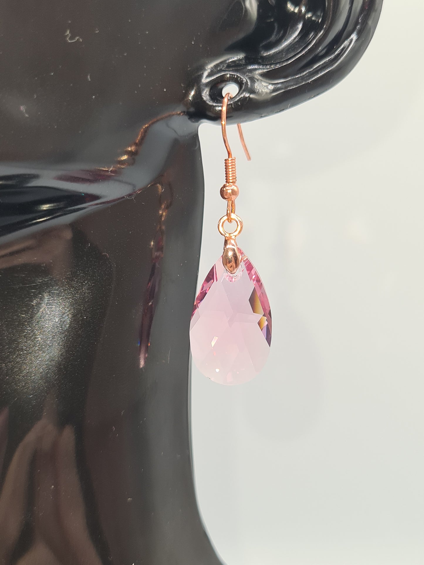 Swarovski Crystal, Earrings, Shephard Hook (Rose Gold/Silver)