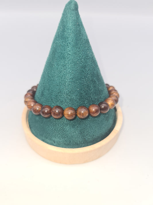 Natural Adjustable Yellow Rosewood Bracelet, 18cm, 6mm Beads