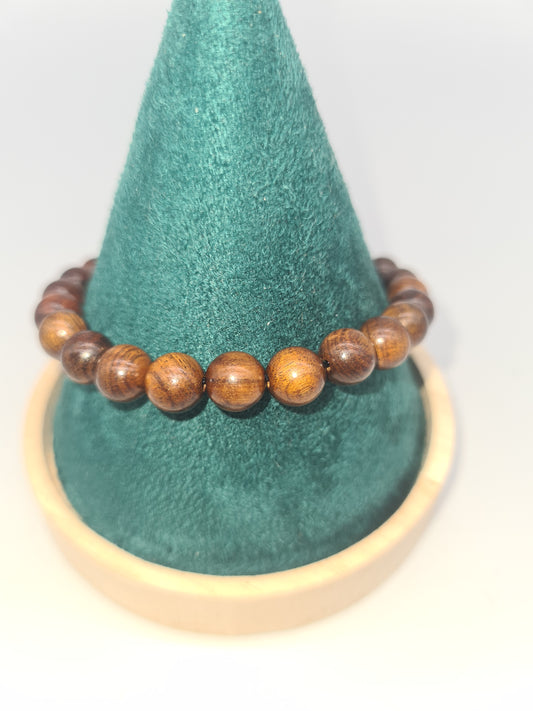 Natural Adjustable Yellow Rosewood Bracelet, 16cm, 8mm Beads