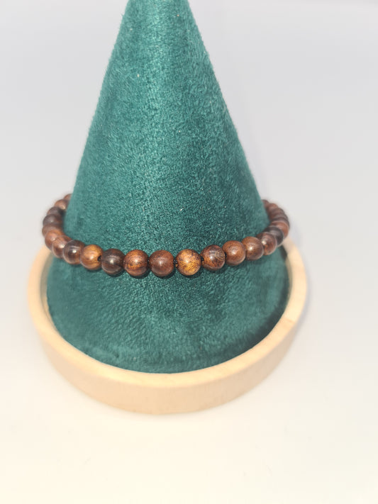 Natural Adjustable Yellow Rosewood Bracelet, 16cm, 6mm Beads