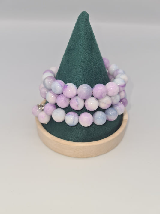 Natural Jade Memory Bracelet, Lilac, Multi-strand