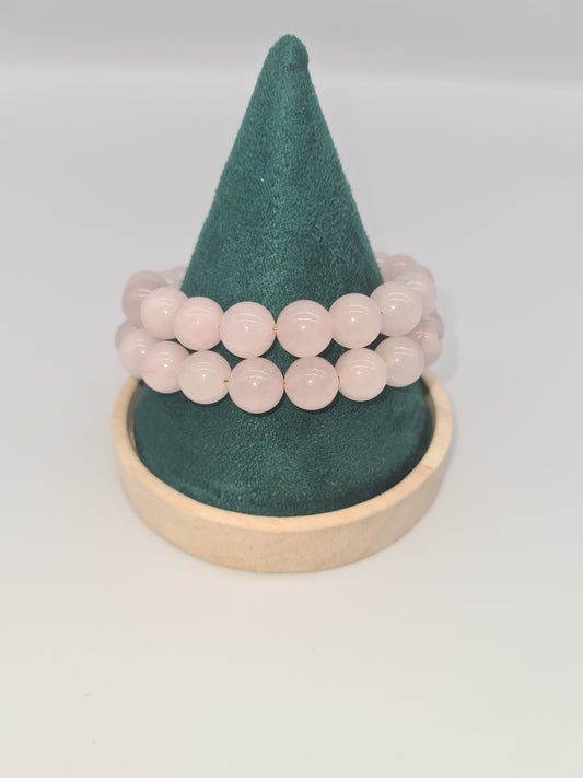 Rose Quartz Double Bracelet, Gold