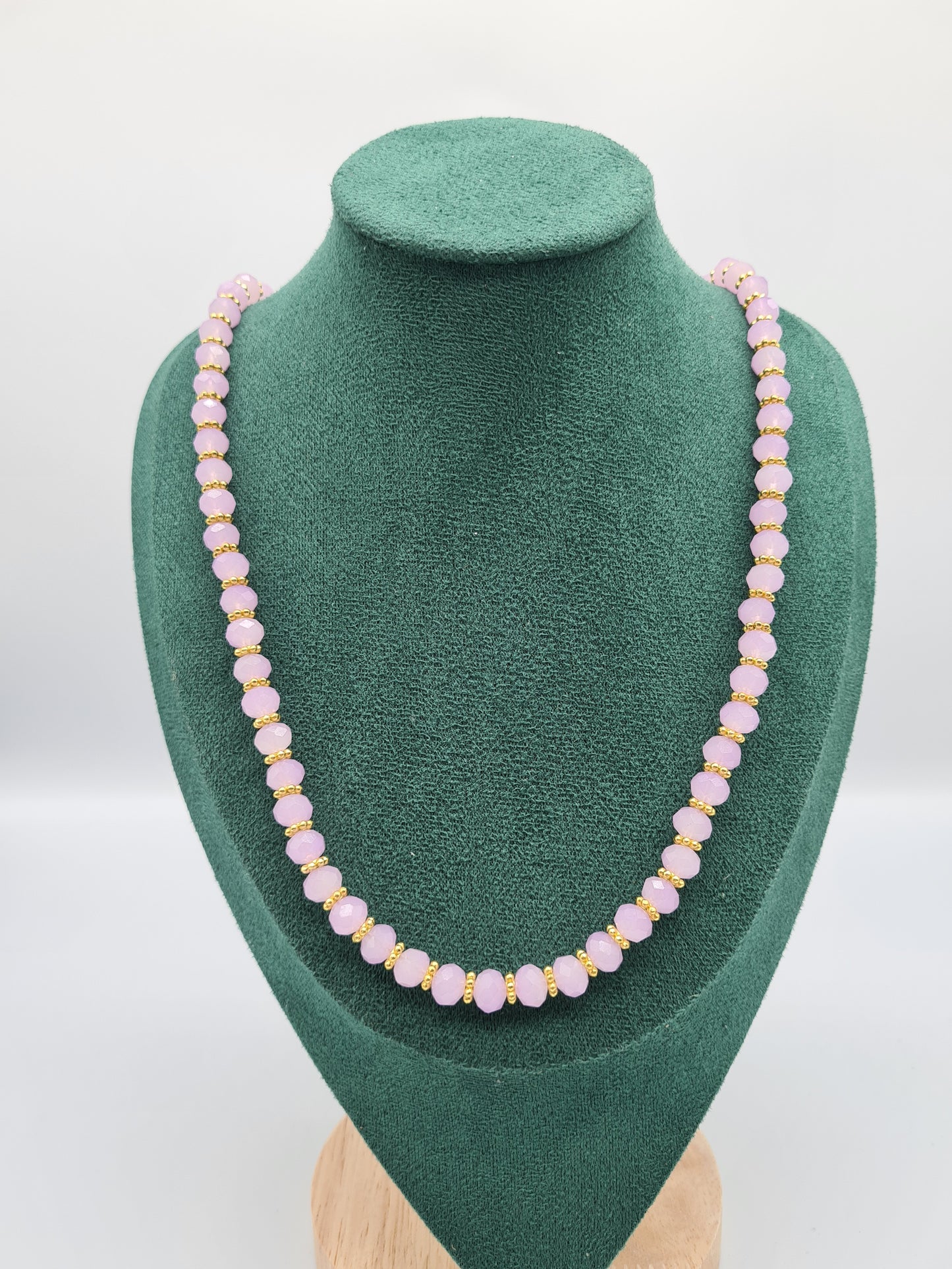 Glass Crystal, Faceted, Rondelle, Lilac, (Silver/Gold Findings), 70cm