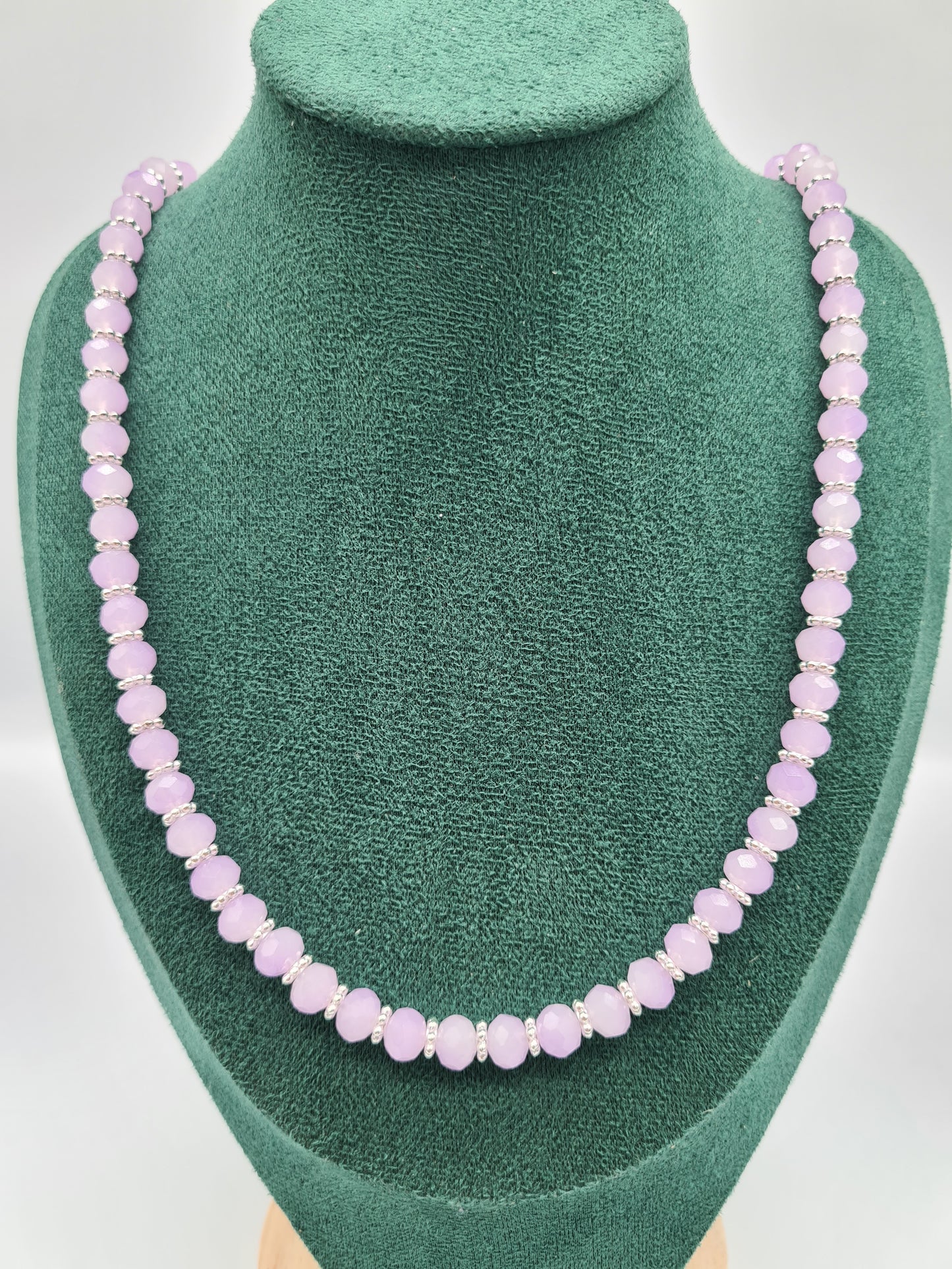 Glass Crystal, Faceted, Rondelle, Lilac, (Silver/Gold Findings), 70cm