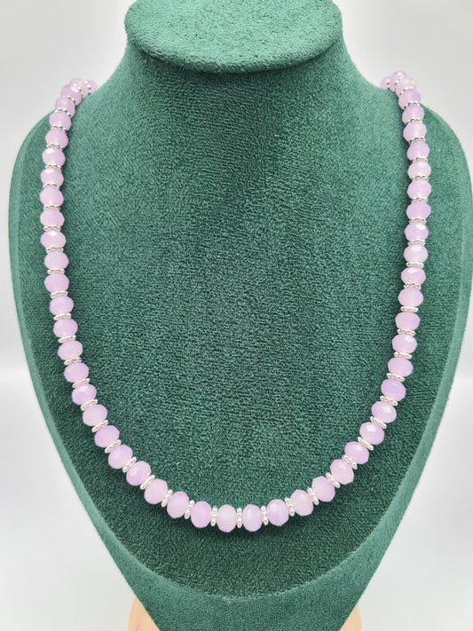Glass Crystal, Faceted, Rondelle, Lilac, (Silver/Gold Findings), 70cm