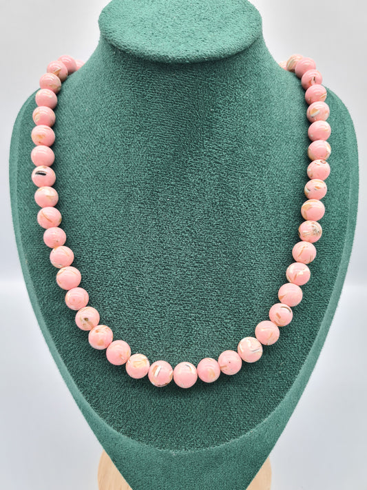 Howlite Shell, Pink, Necklace, Silver, 60cm