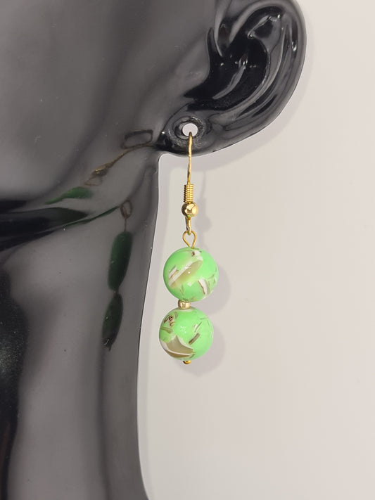 Green Shell Bead Earrings