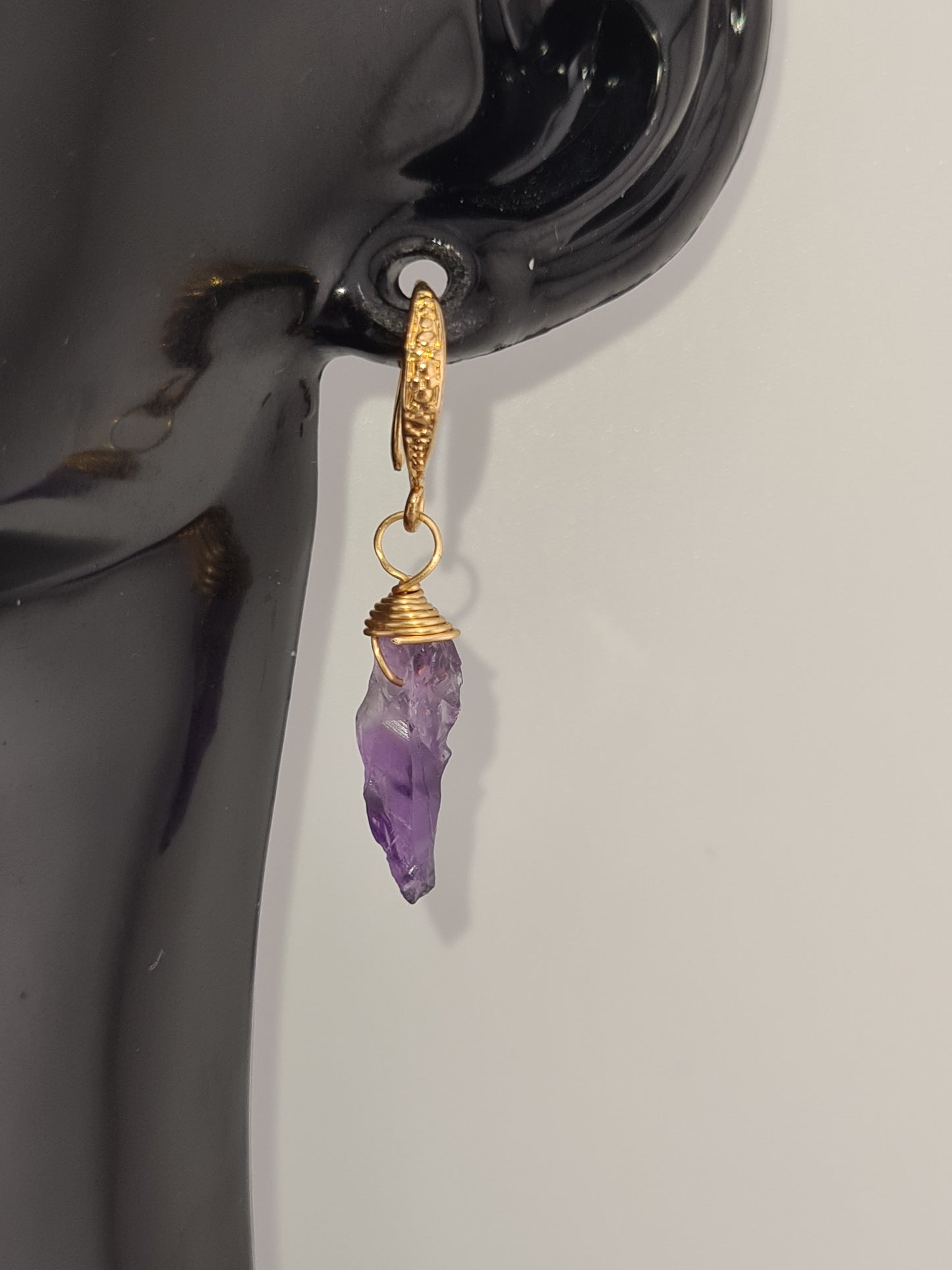 Natural Amethyst with Hook Earrings