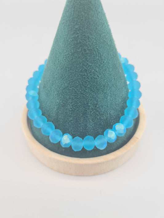 Frosted, Faceted, Transparent ,Rondelle, Glass, Half AB Colour Adjustable Bracelets