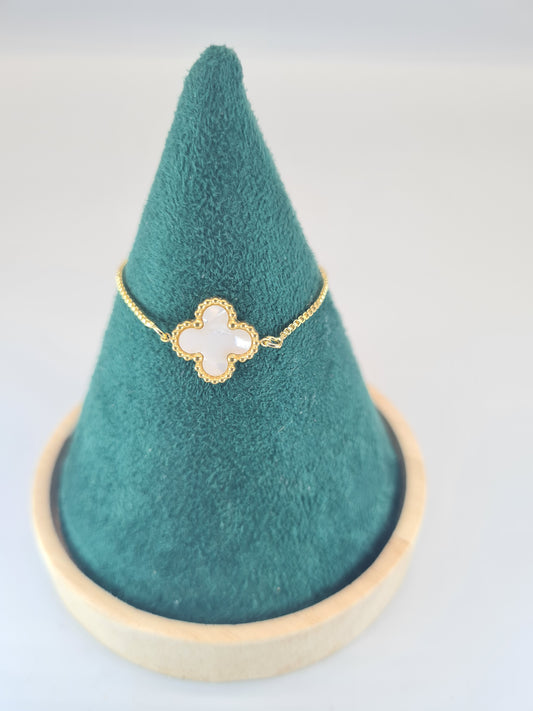 Bracelet, Adjustable, Clover, Stirling Silver (Gold or Silver)