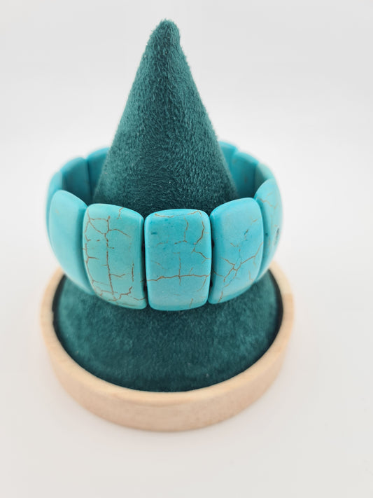 Turquoise Rectangular, Elastic, Bracelet
