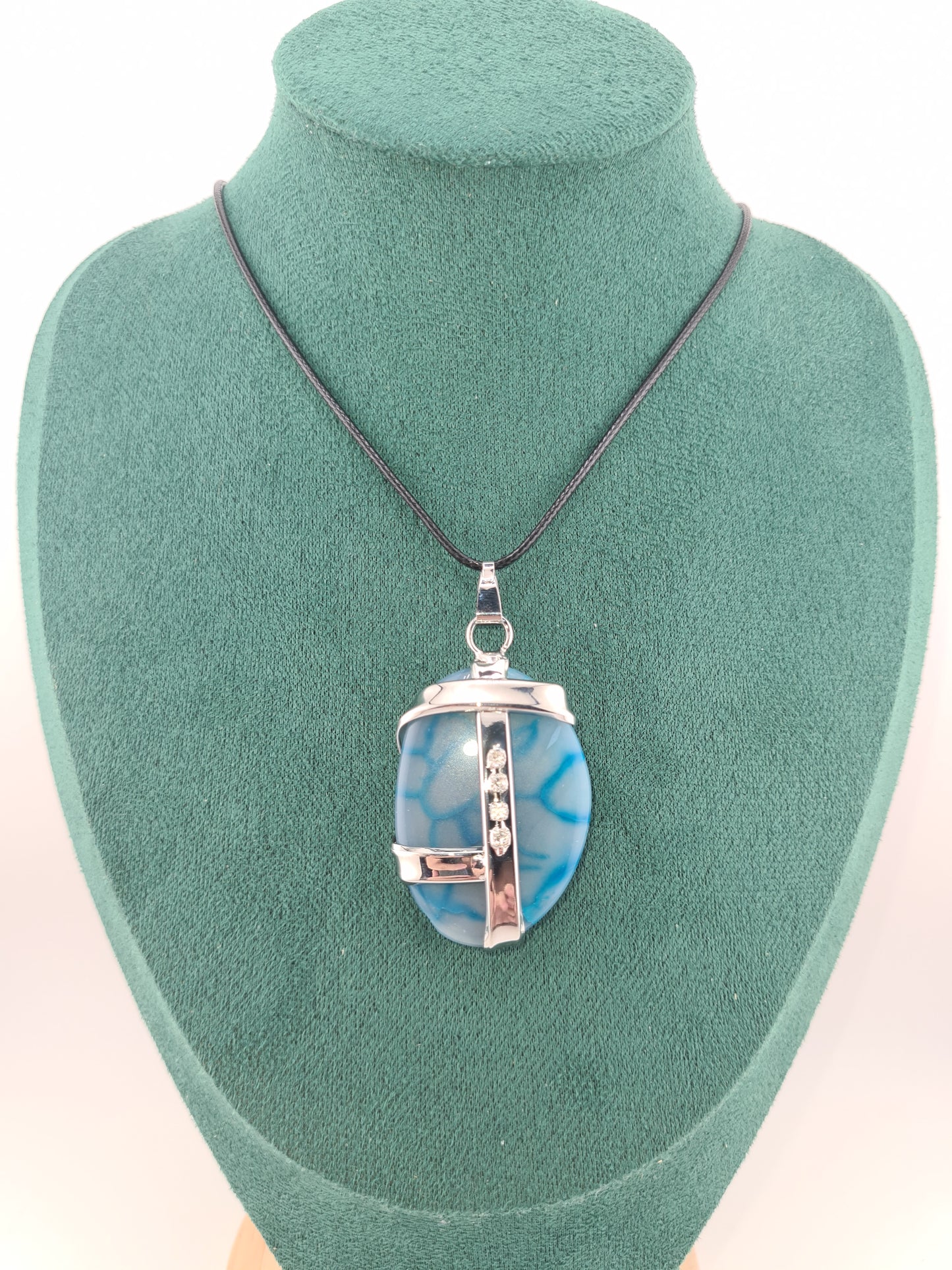 Blue Stone with Diamonte, Necklace