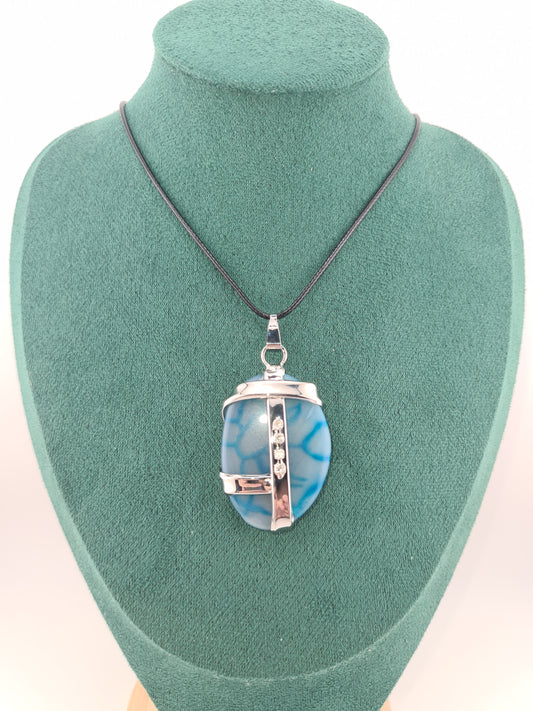 Blue Stone with Diamonte, Necklace