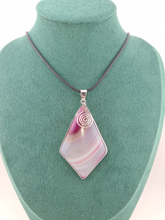 Diamond Shape Pink/Purple Charm, Necklace
