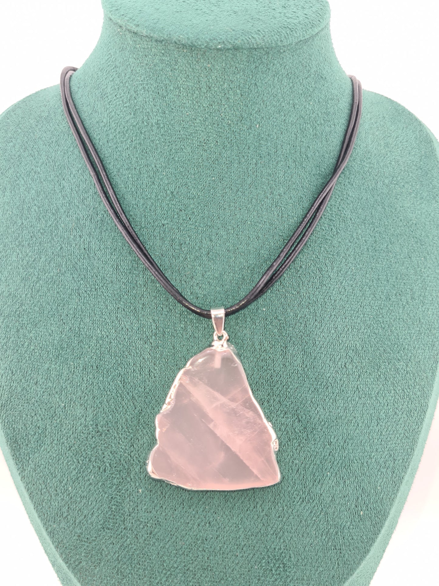 Rose Quartz Slice Charm, Necklace