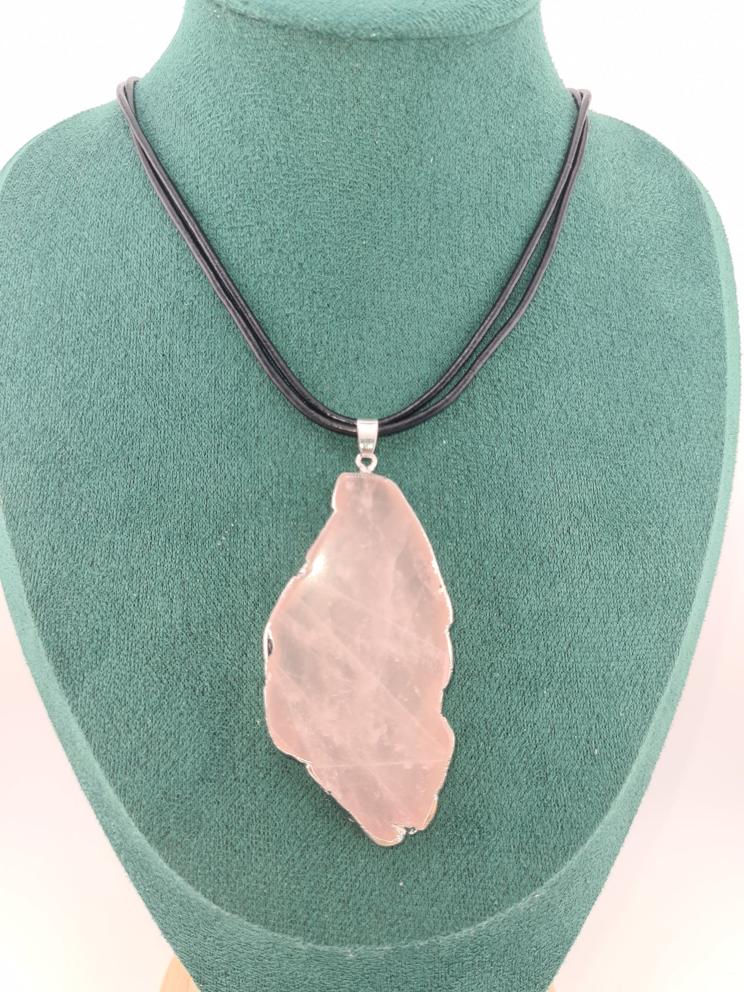 Rose Quartz Slice Charm, Necklace