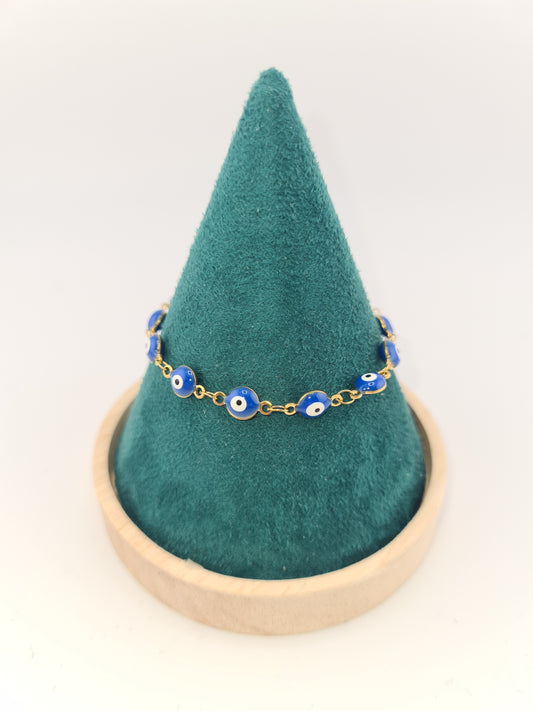 Bracelet, Evil Eye Enamel, Link Chain, 304 Stainless, Mixed Colour