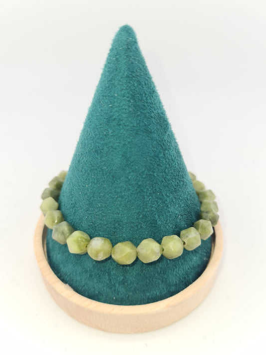 Bracelet, Adjustable, Green Quartz, Faceted