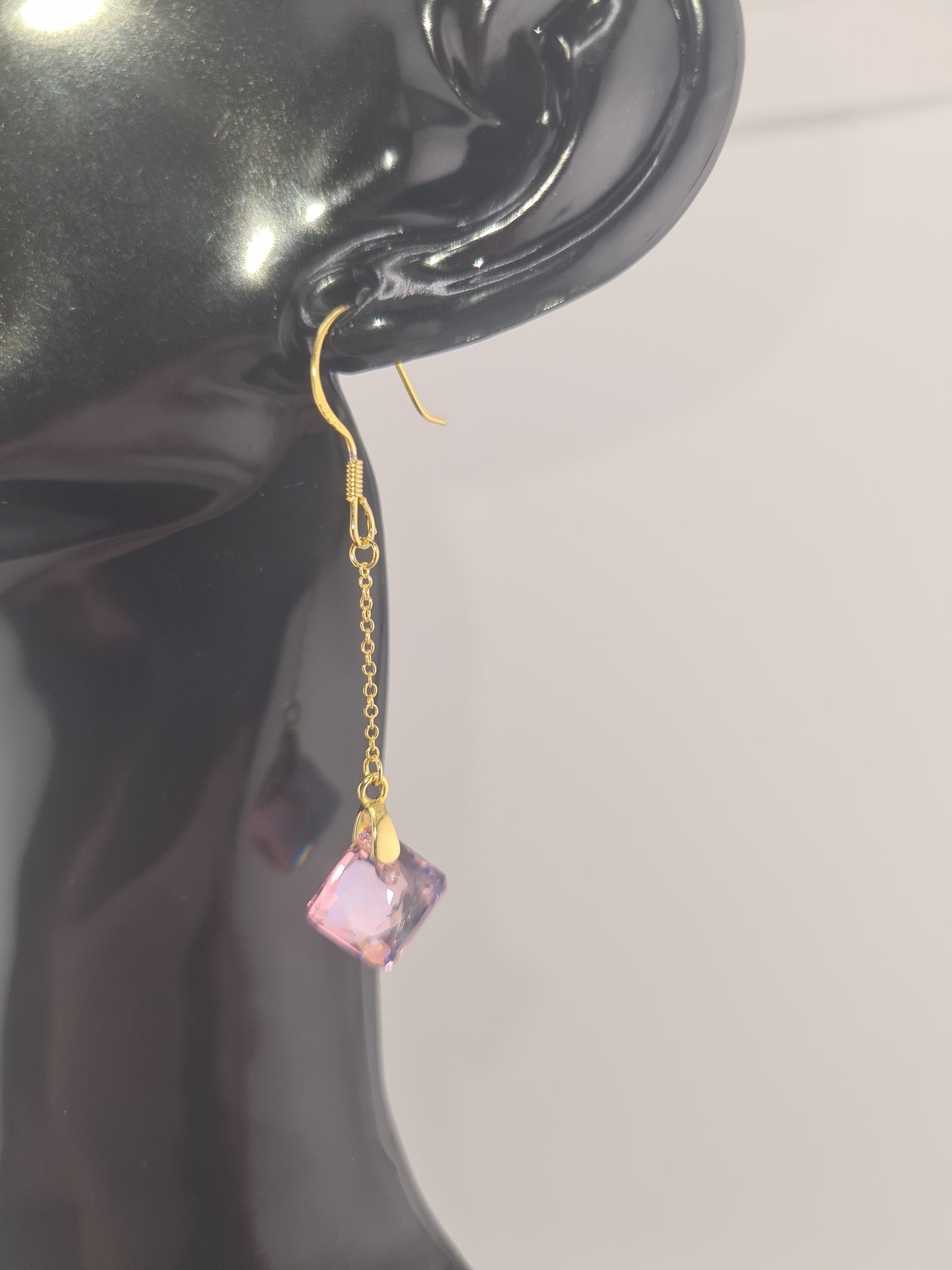 Swarovski Crystal, Earrings, Hook Chain (Gold, Silver & Rose Gold)
