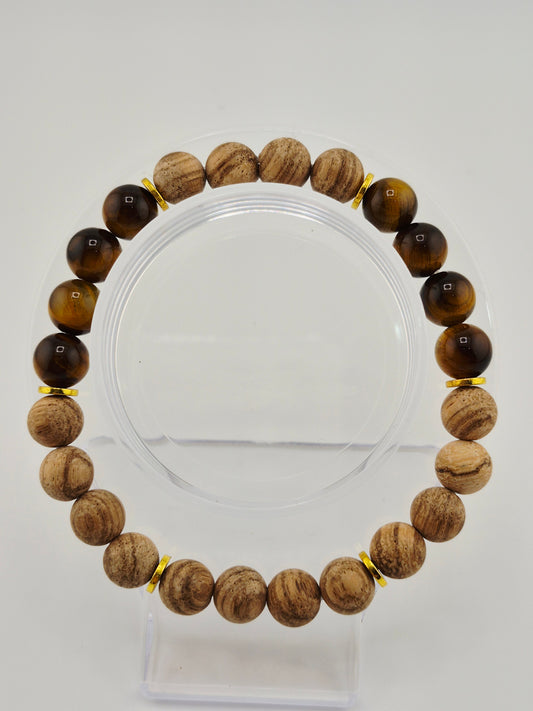 Eaglewood and Brown Tigers Eye Bracelets (18cm)