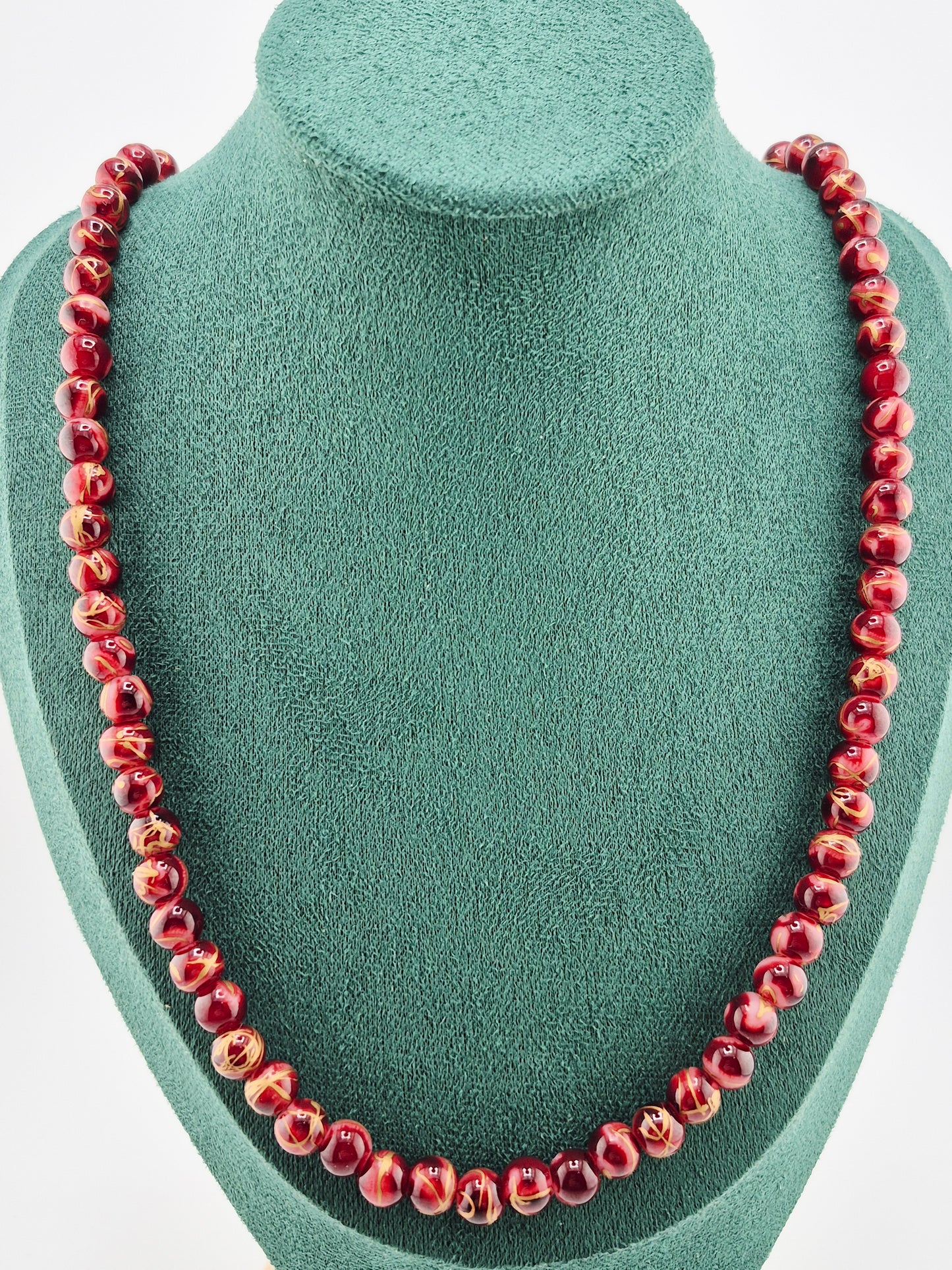 Necklace, 70cm Glass Drawbench Beads (Black, Midnight Blue, Dark Red)