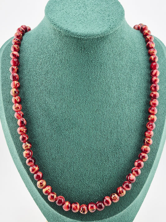 Necklace, 70cm Glass Drawbench Beads (Black, Midnight Blue, Dark Red)