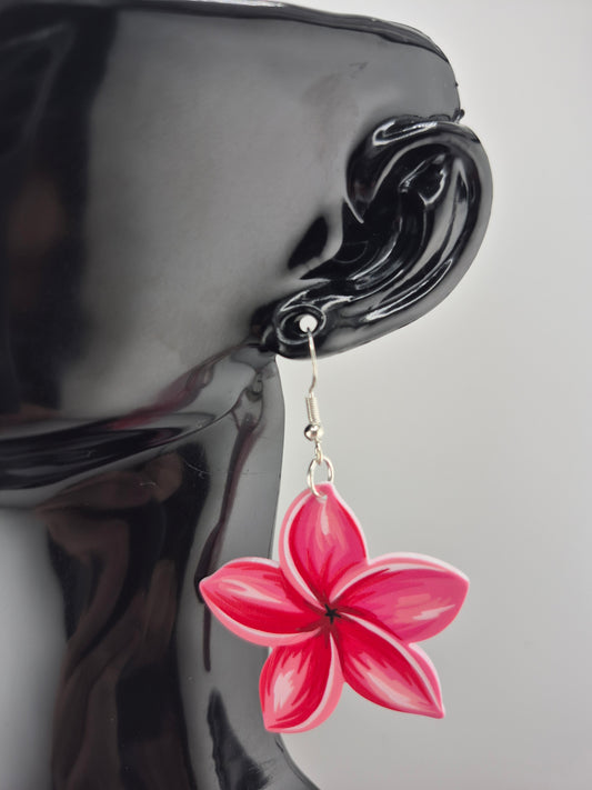 Earrings, Frangipani, Silver Shepherd Hooks (various colours)