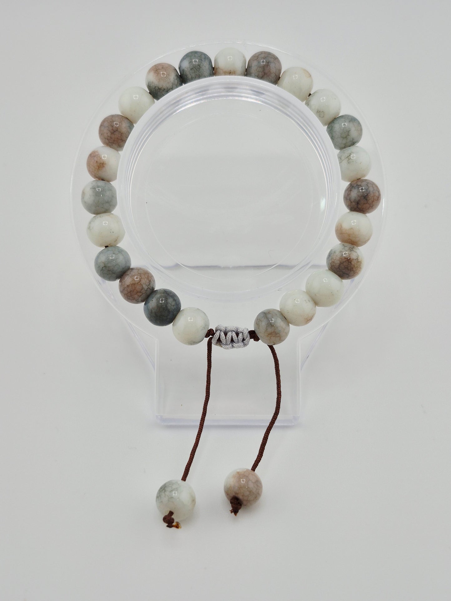 Bracelet, Adjustable, Opaque Glass Crackle (15cm/18cm)