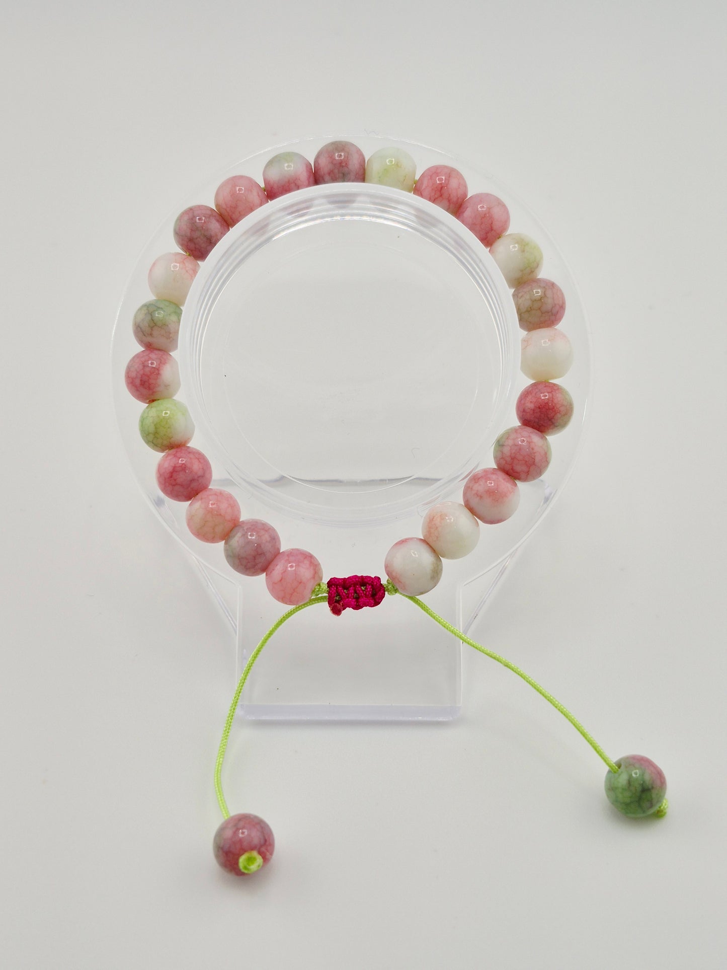 Bracelet, Adjustable, Opaque Glass Crackle (15cm/18cm)