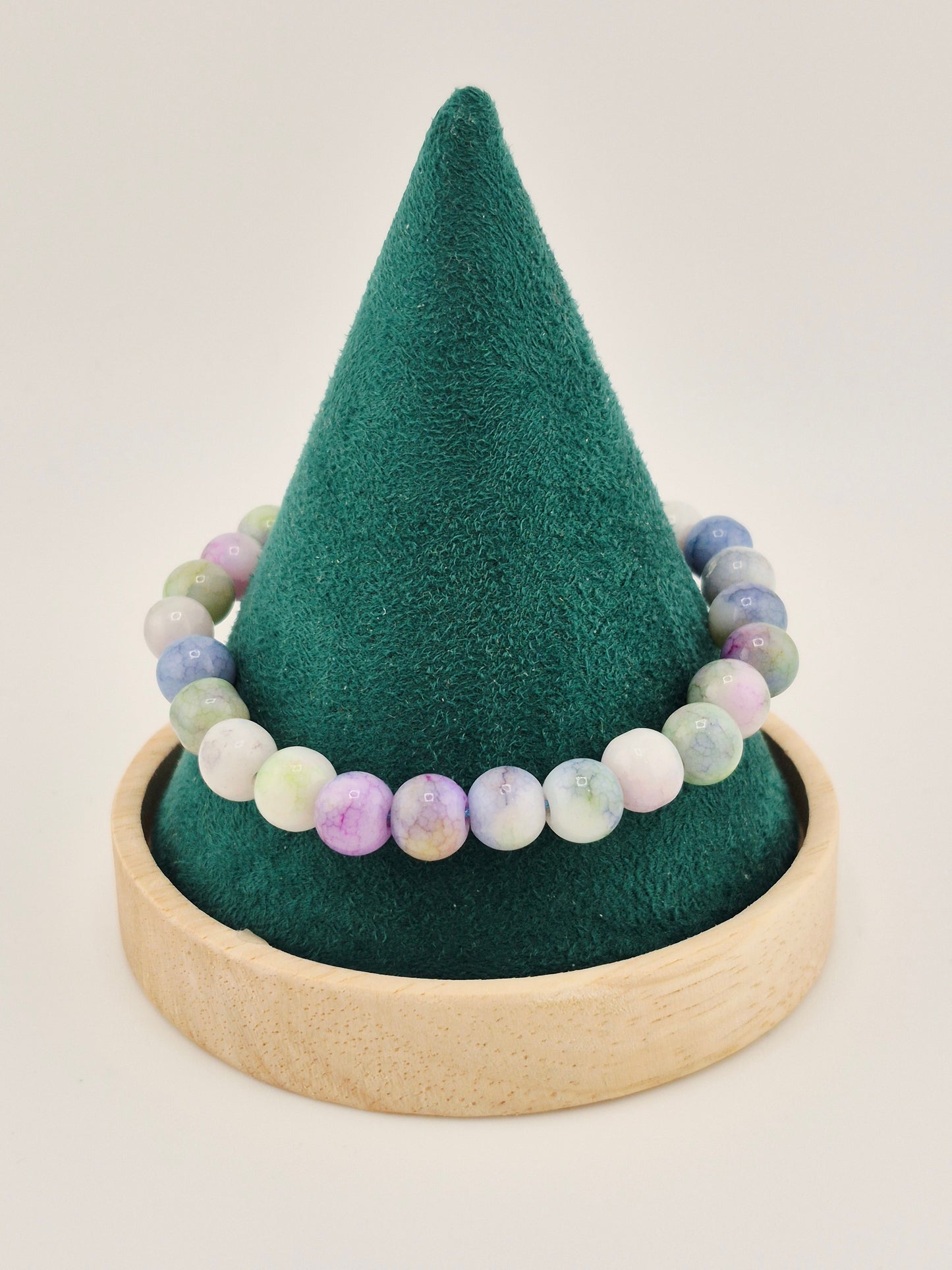 Bracelet, Adjustable, Opaque Glass Crackle (15cm/18cm)