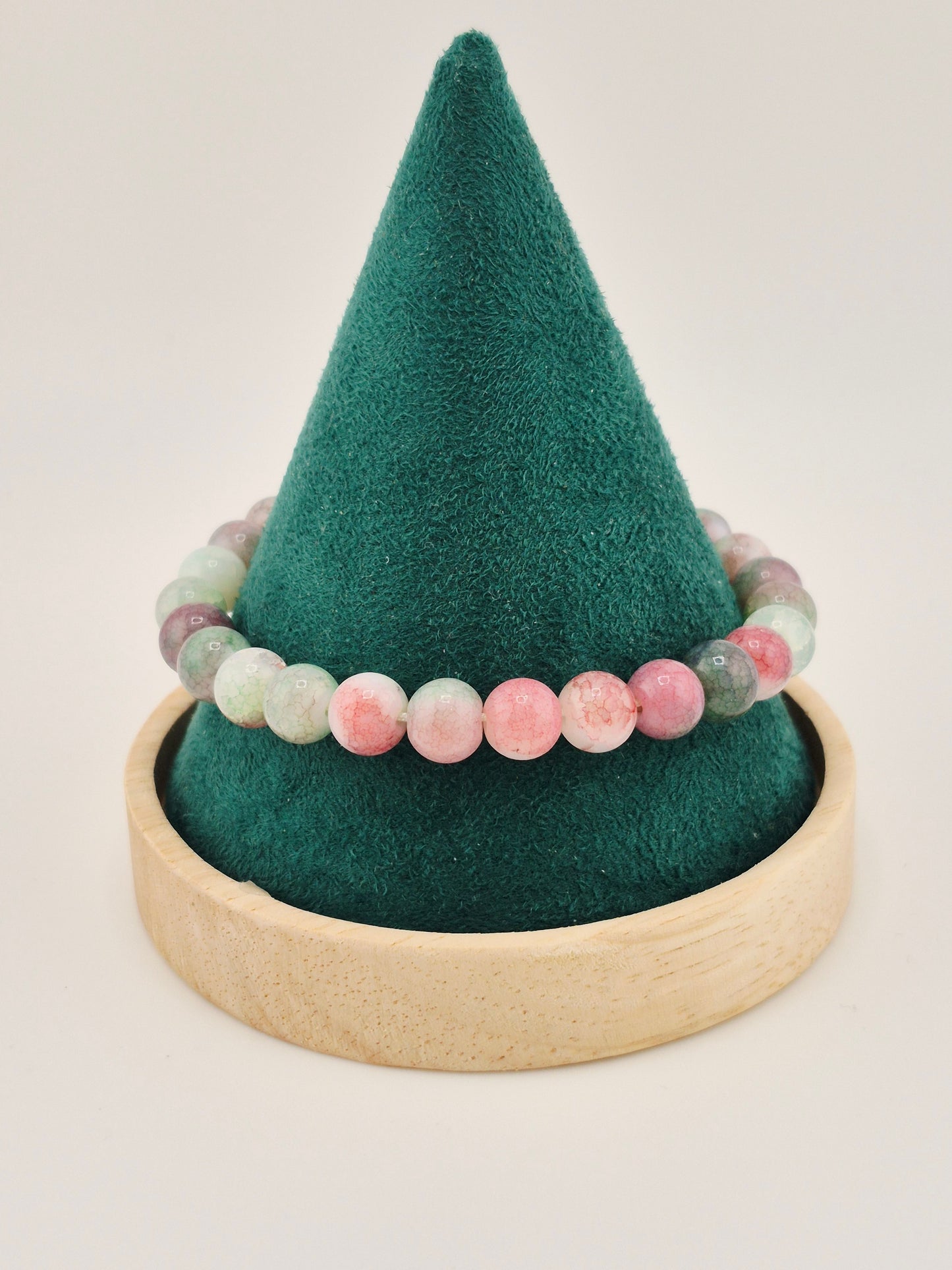 Bracelet, Adjustable, Opaque Glass Crackle (15cm/18cm)