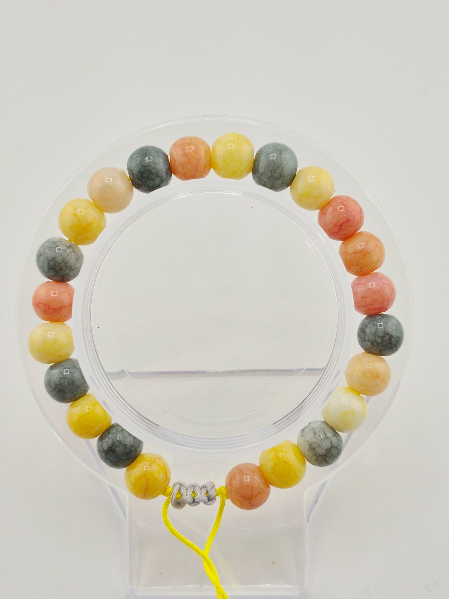 Bracelet, Adjustable, Opaque Glass Crackle (15cm/18cm)
