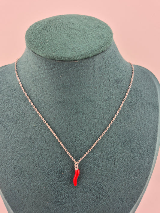Necklace, Red Chilli, (Gold/Silver)