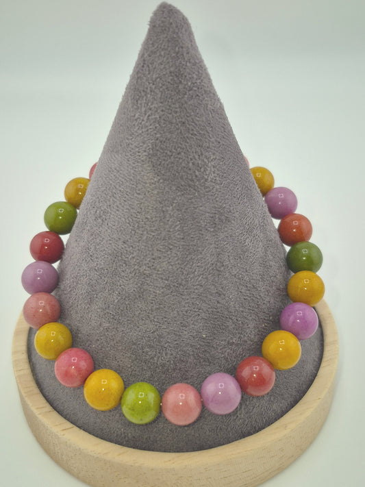 Bracelet, Malaysian Jade, Dark Mixed Colours (18cm/20cm)