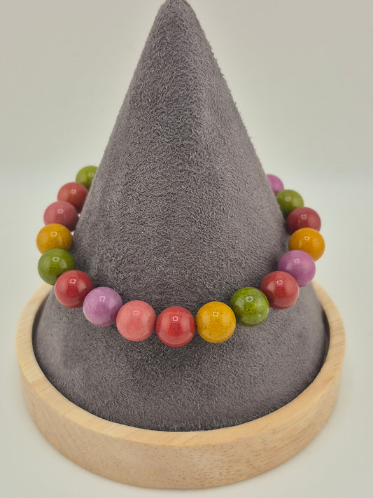 Bracelet, Malaysian Jade, Dark Mixed Colours (18cm/20cm)