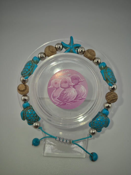 Tropical Island Adjustable Bracelets (Ivory and Turquoise)