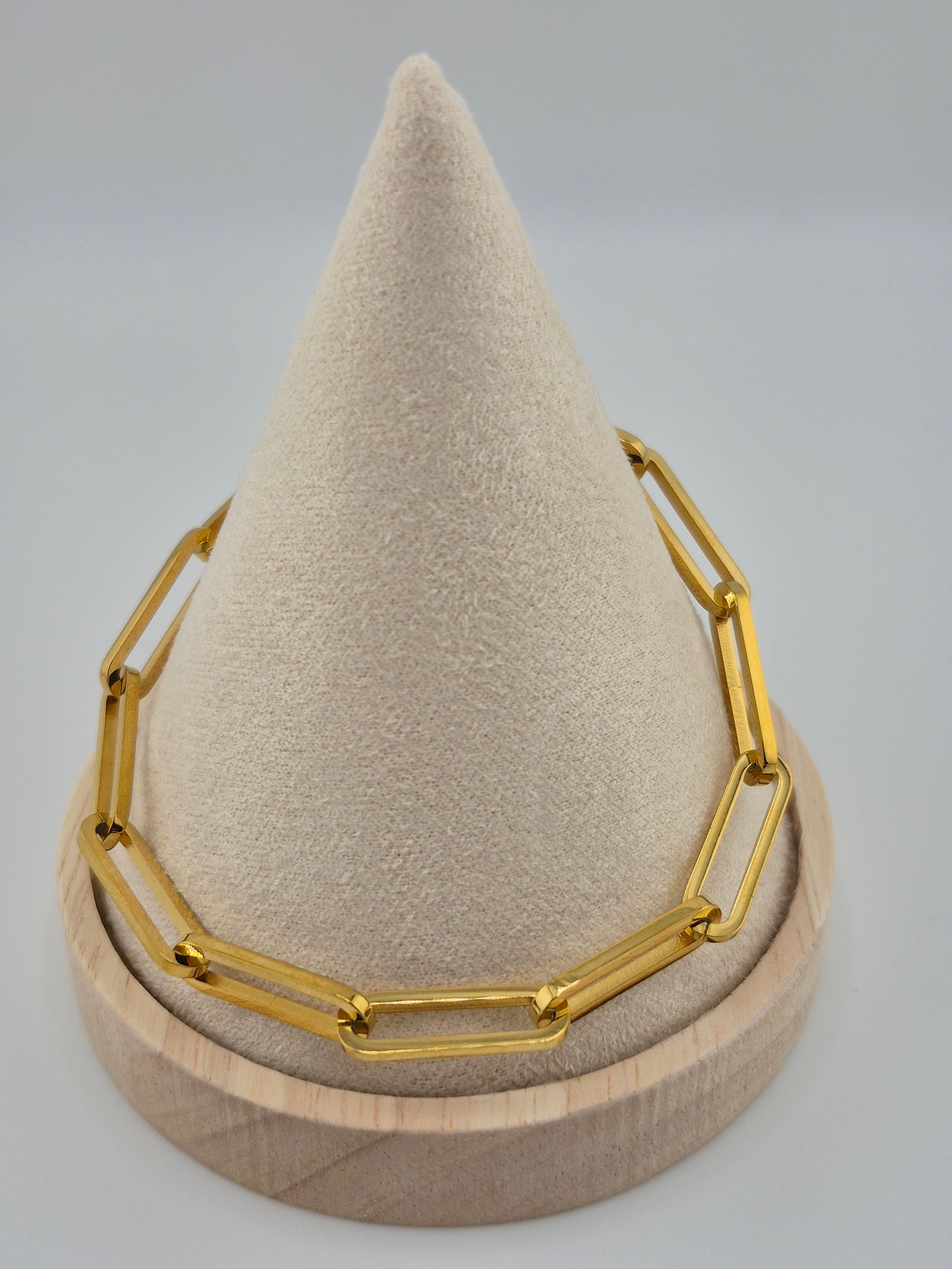 Bracelet, 18K Gold (Plate) Paperclip Chain (21cm/17cm)