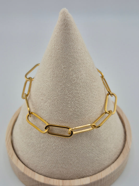 Bracelet, 18K Gold (Plate) Paperclip Chain (21cm/17cm)