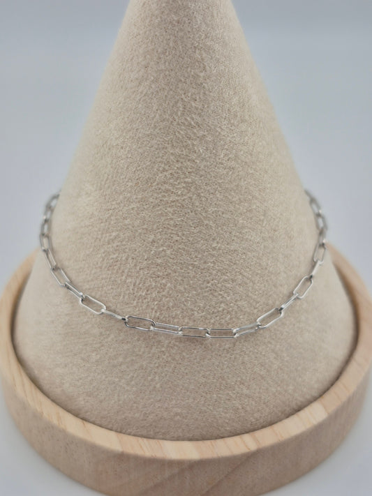 Bracelet, Paperclip Chain, 925 Sterling Silver, Platinum (16cm)