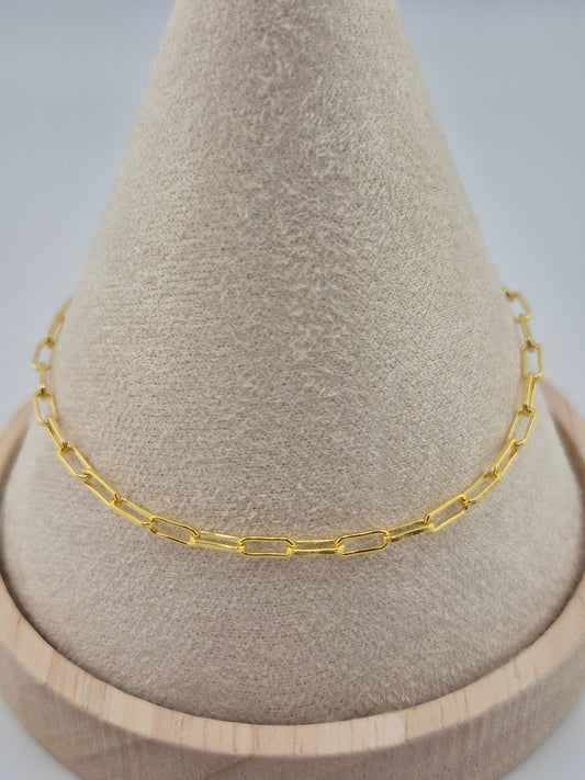 Bracelet, Paperclip Chain, 18K Gold (Plated), 925 Sterling Silver (16cm)